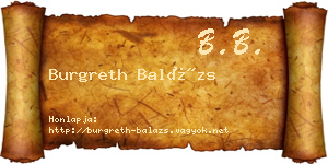 Burgreth Balázs névjegykártya